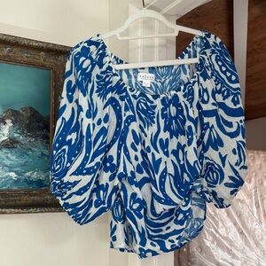 Velvet by Graham & Spencer Blue Floral Blouse